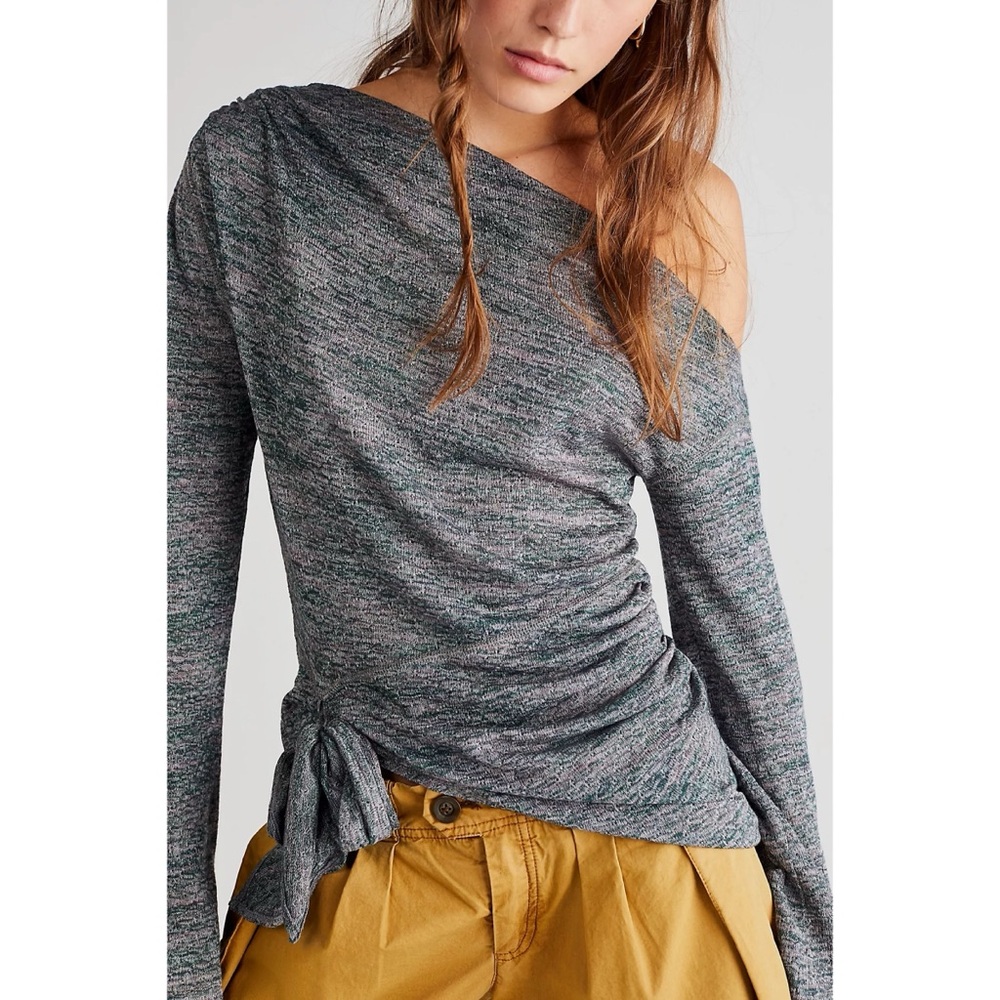 Free People Golden Hour Off Shoulder Top Incense Combo Green